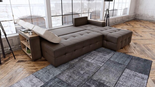 Chic Black Arctic Left-Hand Corner Sofa Bed