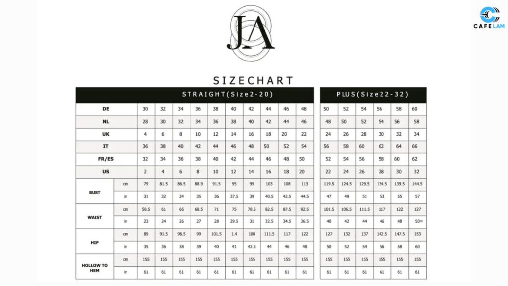 Justin Alexander Bridal Size Chart