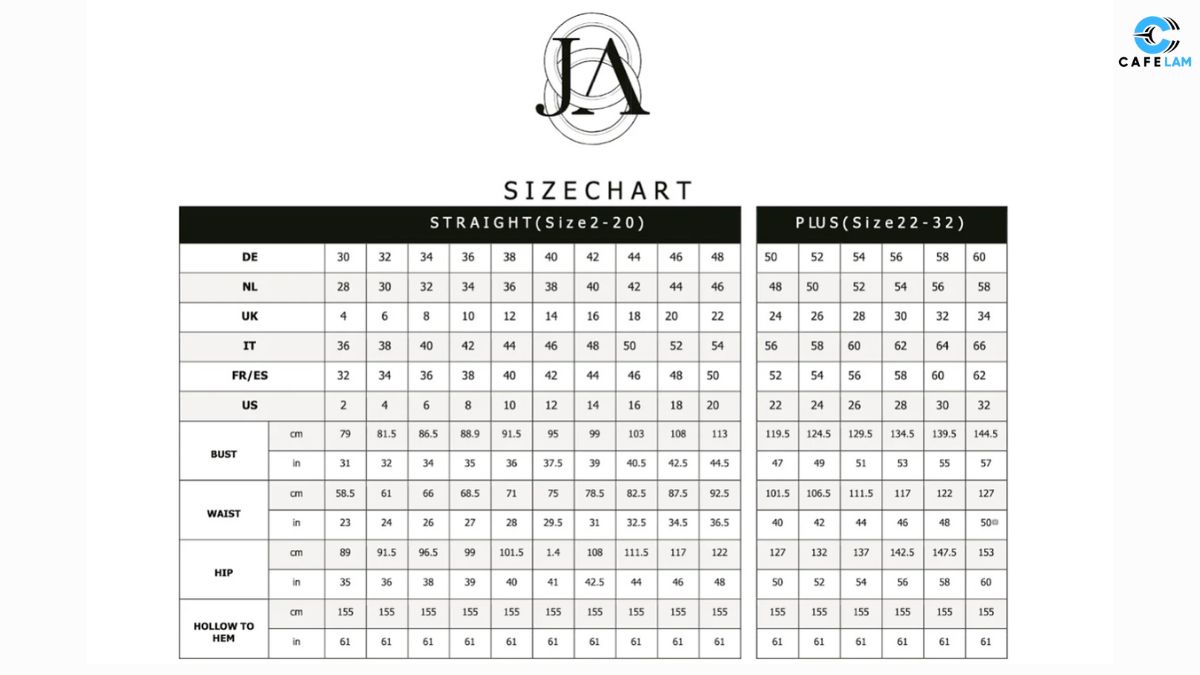 Justin Alexander Bridal Size Chart